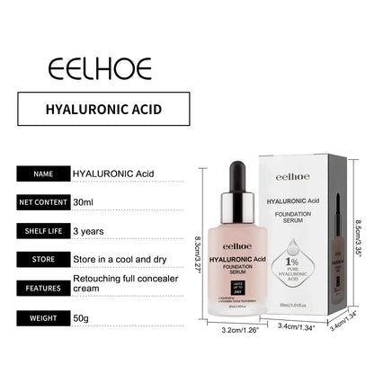 Hyaluronic Acid Liquid Foundation Waterproof No Creasing Long-lasting Moisturizing