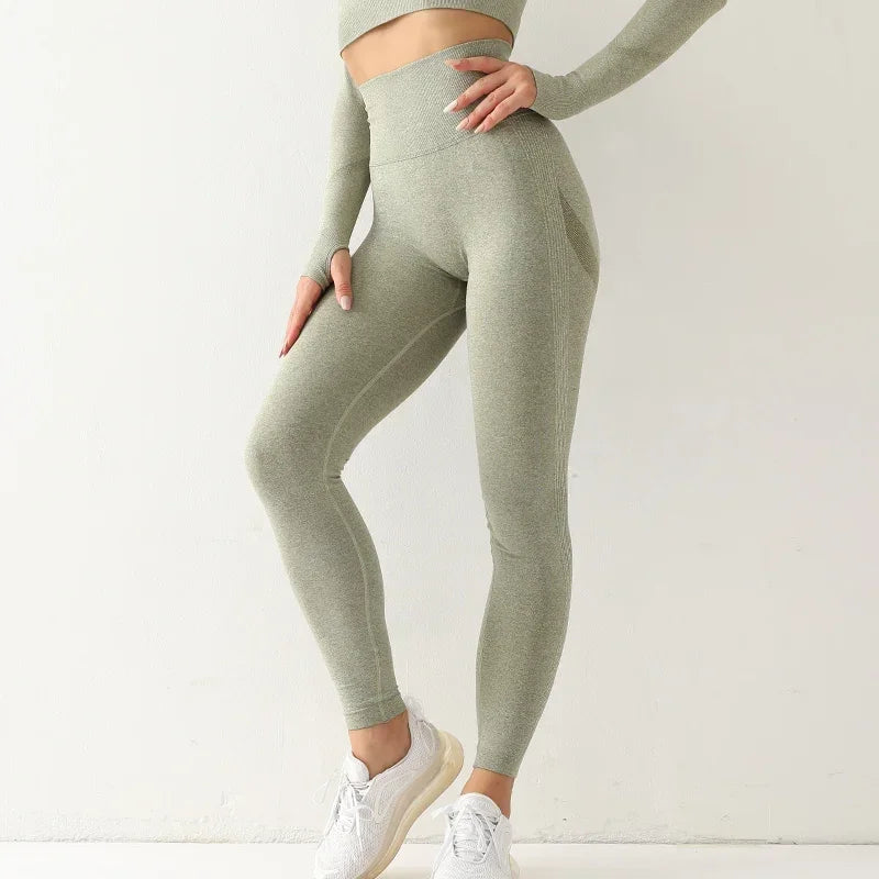 Women Sport Seamless Leggings High Waist Elastic Solid Yoga Leggings Gym Trainning Joggings Pants Female Gym Accessories