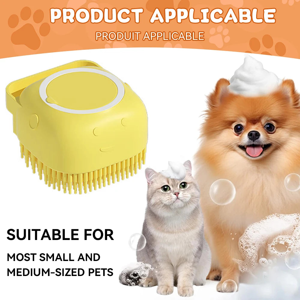 Pet Massage Brush Shampoo Dispenser