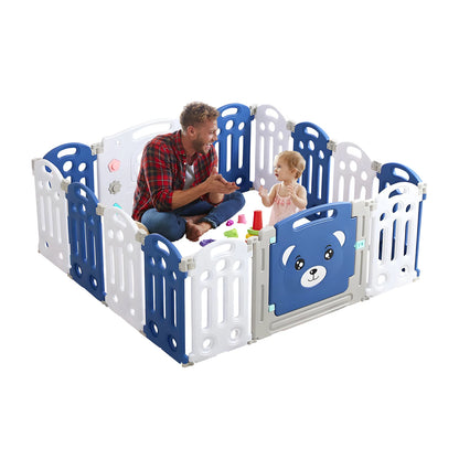 Foldable Playpen for Babies , Adjustable Shape Baby Fence, Safety Play Yard with Gate, Portable Play Area for Indoor or Outdoor