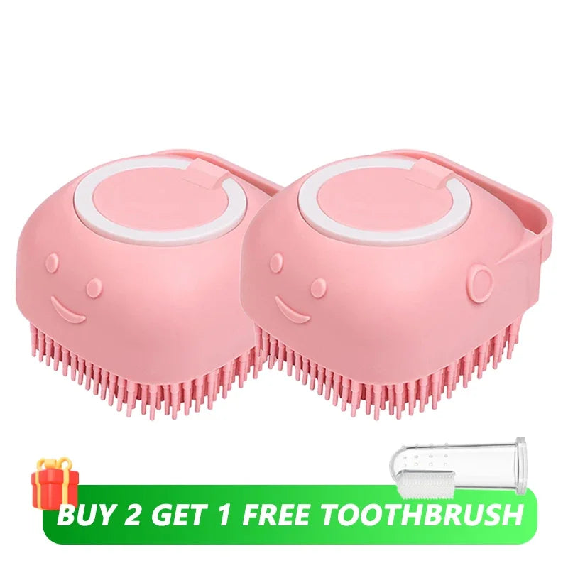 Pet Massage Brush Shampoo Dispenser