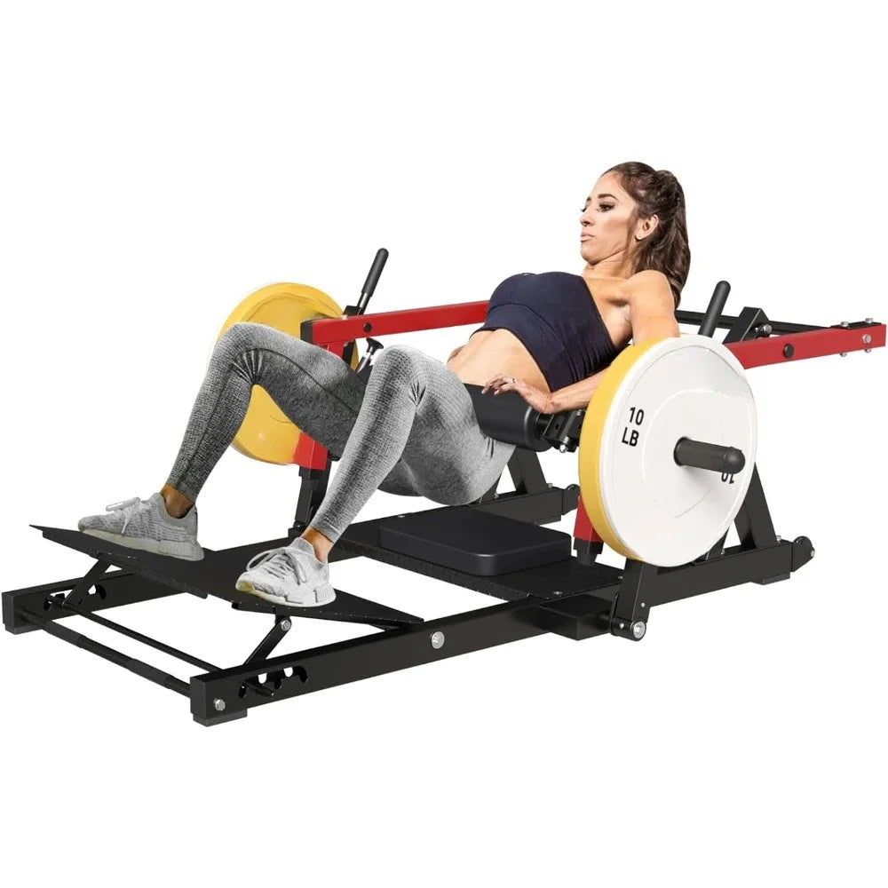 Hip Thrust Machine, 800LBS Plate-Loaded Glute Bridge Machine with Weight Holder, Butt Exercise Equipment, Adjustable Footboard