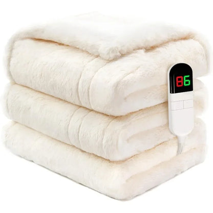 Premium Heated Throw Blanket 50"×60" - Ultra Cosy Soft Electric Blanket with 8 Heating Levels,Plush Fast Heating Faux Fur