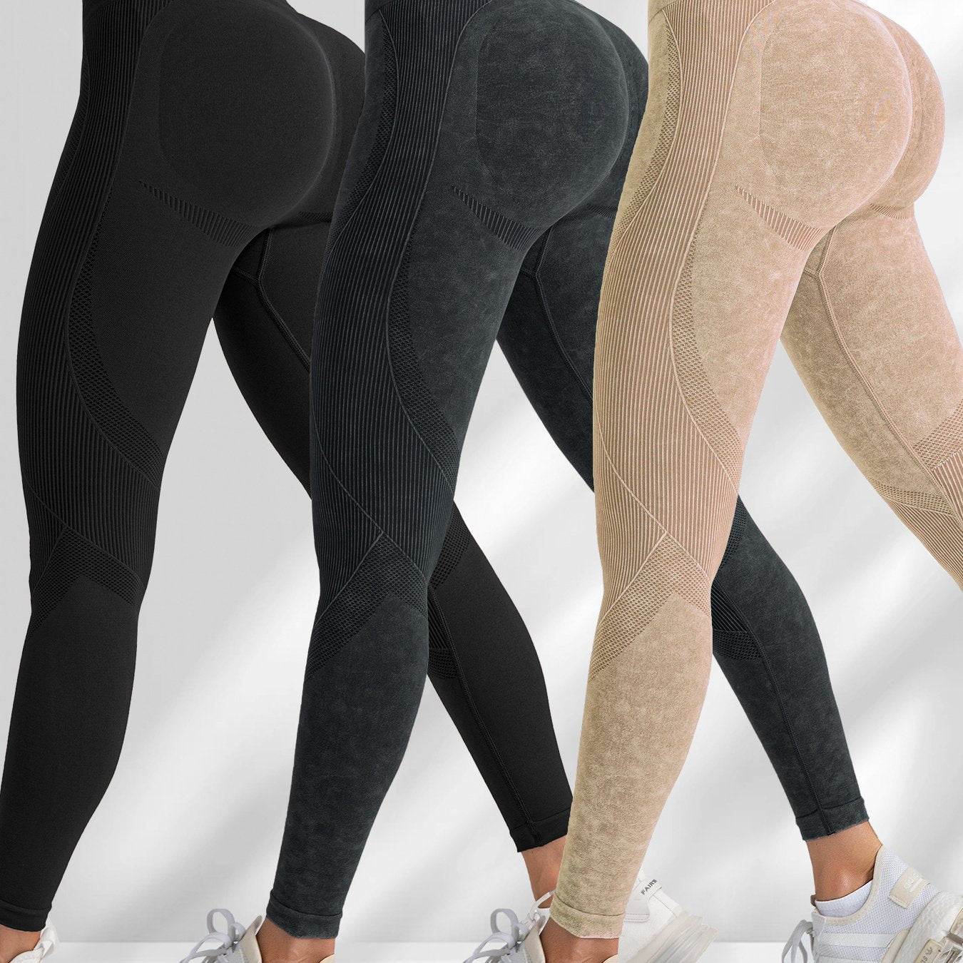 3pcs Seamless Women's Yoga Leggings - Quick-Dry, High-Waist, Butt-Lifting Activewear with Letter Detail