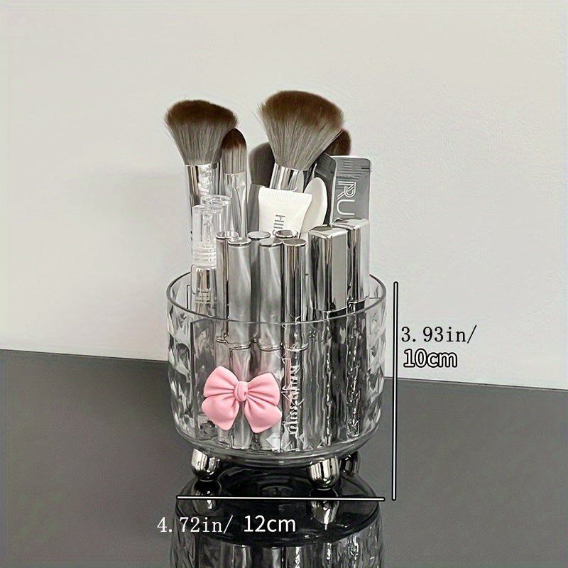 Luxury Rotating Makeup Organizer with Clear Dustproof Lid - Perfect for Lipstick, Eyeshadow Brushes & More