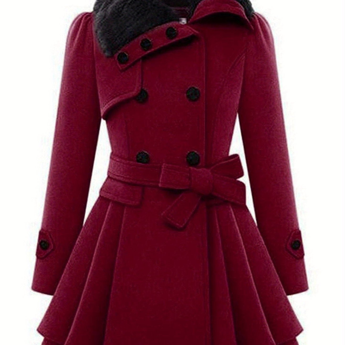 Chic Women's Double-Breasted Winter Coat with Belt - Warm, Casual Lapel Jacket for Fall/Winter