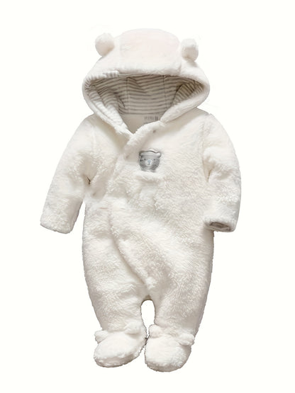 Newborn Baby Romper Winter Bear Style Hooded Plush Jumpsuit Cosplay Clothes, for Outdoor