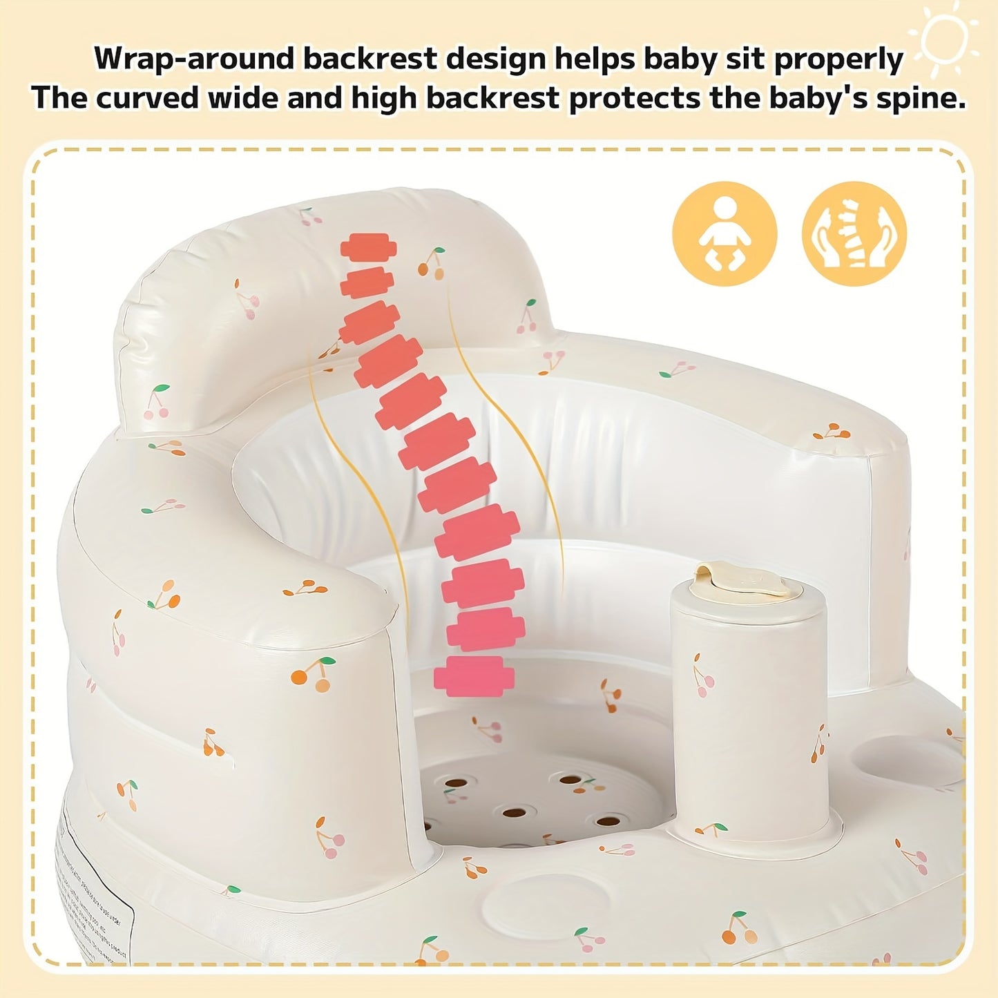 Inflatable babies Seat, Sit-Stand babies Floor Seat - Built-in Air Pump, Portable babies Seat, babies Tub Seat, Suitable for 3-36 Months