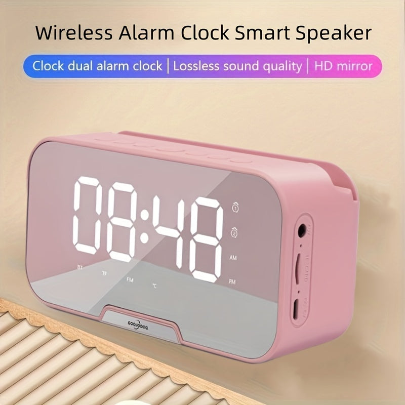 Portable LED Mini Speaker FM Radio Clock With Wireless Microphone