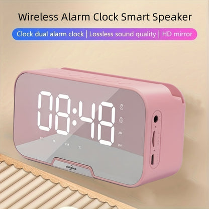 Portable LED Mini Speaker FM Radio Clock With Wireless Microphone