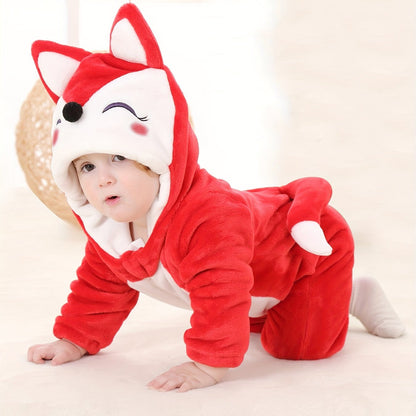 Super Cute Animal Style Bodysuit - Baby's Winter Autumn Warm Hooded Romper For Party Performance