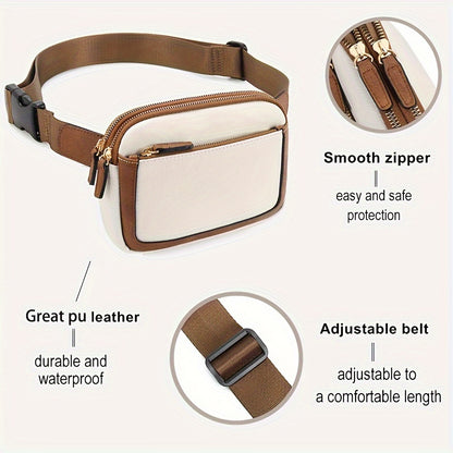 New Outdoor Leisure Fashion Crossbody Bag, Adjustable Shoulder Strap, Portable, PU Leather Waist Bag, Suitable For Outdoor Sports On The Fitness Riding Shoulder Bag