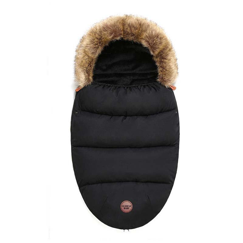 Baby Stroller Warm Bag Foot Cover Unisex Outdoor Travel Windproof Quilt Baby Throw Quilt Fur Collar Detachable Machine Washable (Grey Black Army Green)