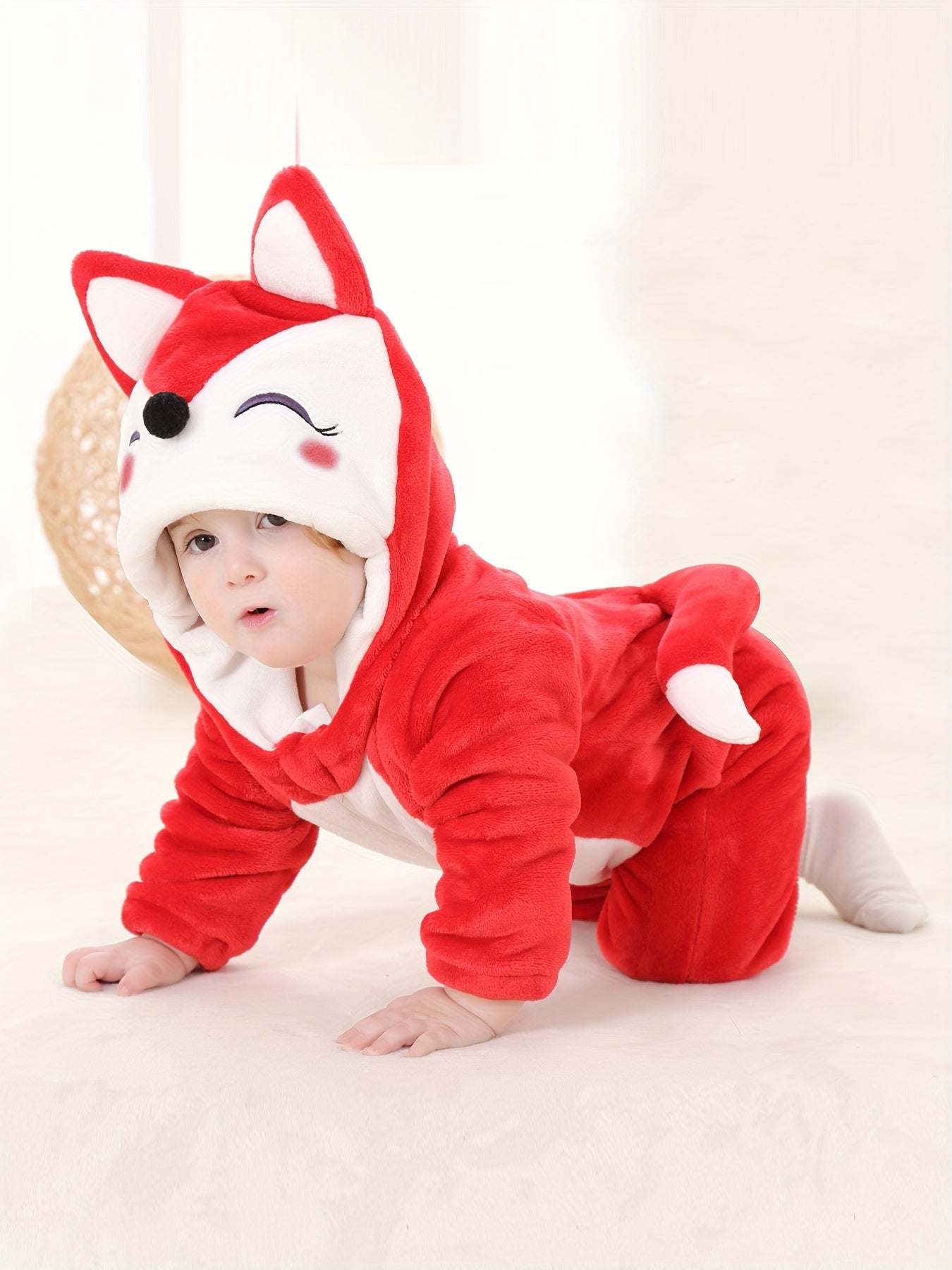 Super Cute Animal Style Bodysuit - Baby's Winter Autumn Warm Hooded Romper For Party Performance