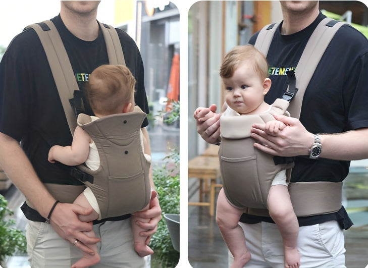 Ergonomic Baby Carrier, Multi-functional Polyester Front Carry Wrap, Adjustable Buckle Closure, Supports Up to 35lbs, for Newborns & Toddlers, Fits 0-3 Years Old