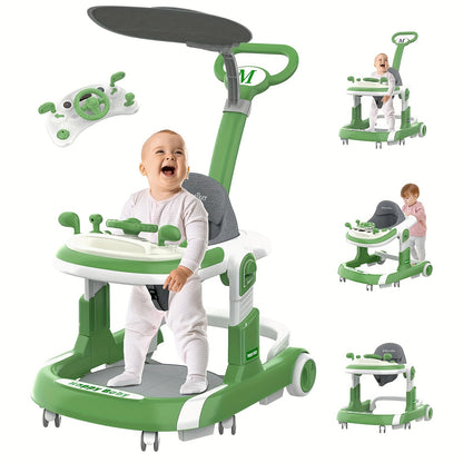 Foldable Youngsters Walker with Wheels - Adjustable Height & Speed, Breathable Seat Cushion