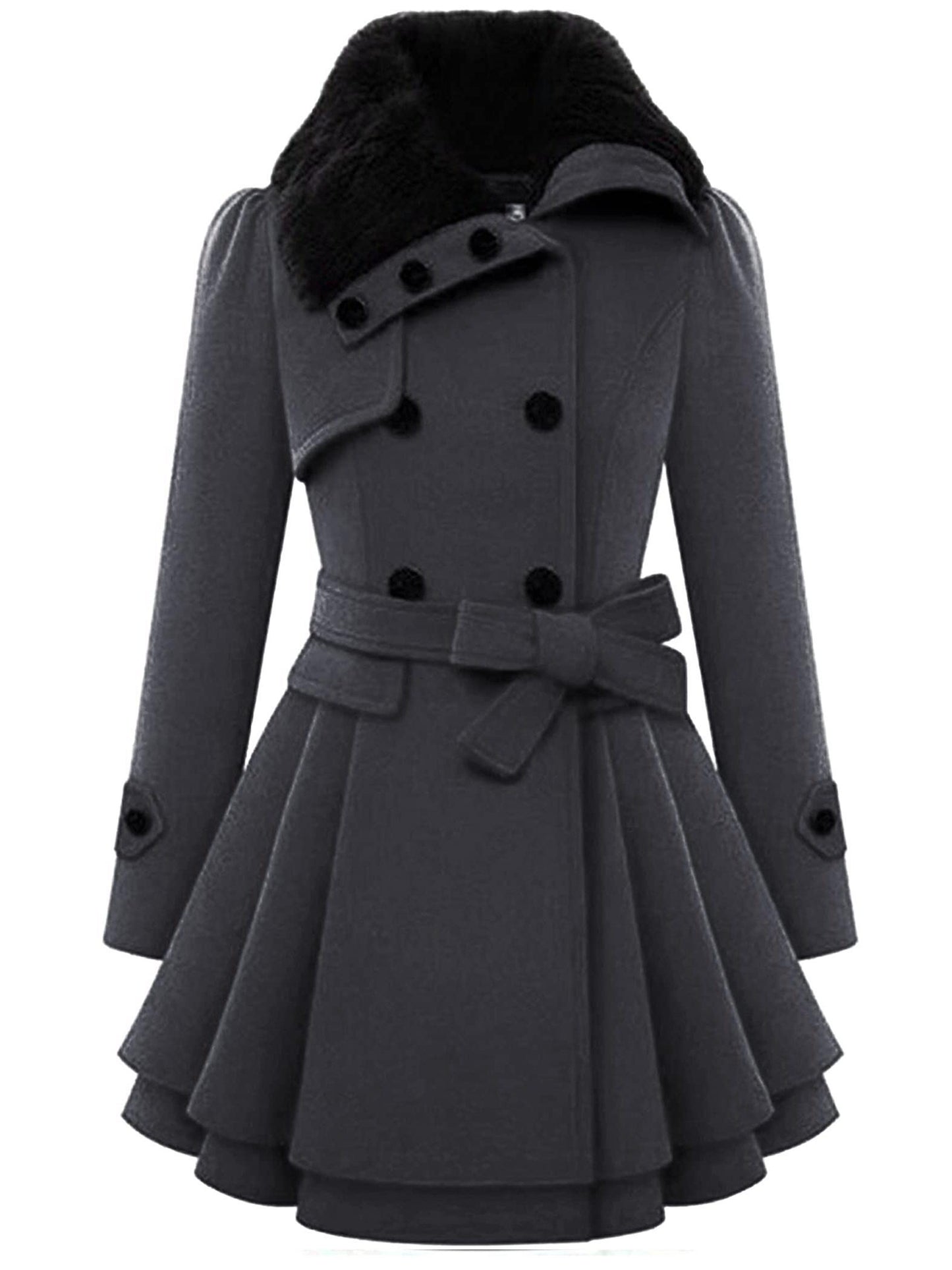 Chic Women's Double-Breasted Winter Coat with Belt - Warm, Casual Lapel Jacket for Fall/Winter