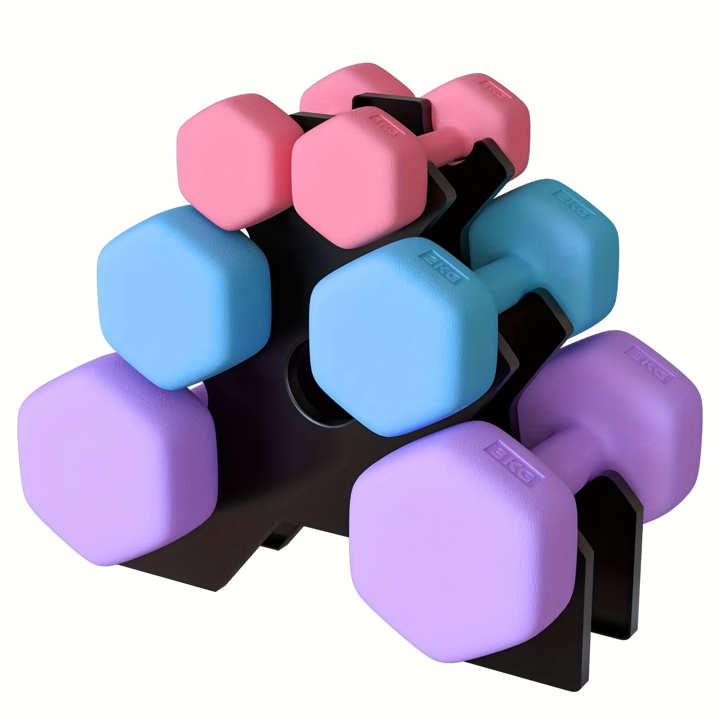 AJUMKER Hex Dumbbells Set With Stand 2 X 2.2 LB, 2 X 4.41 LB, 2 X 6.61 LB