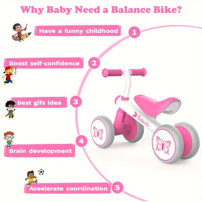 Baby Balance Bike 1 Year Old, Toddler Bike 1-3 Years With No Pedal & Silence Wheels, Ride On Toy Gifts For 1 Year Old Girl